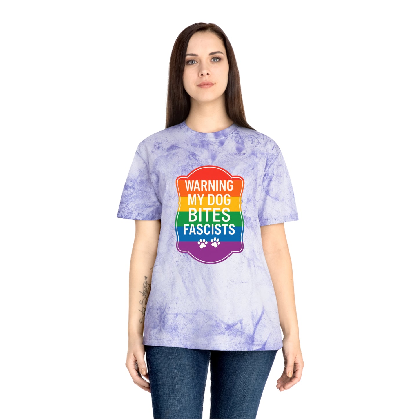 Pride Color Blast My Dog Bites Fascists Tee Sizes Small - 3XL (4 Colors)