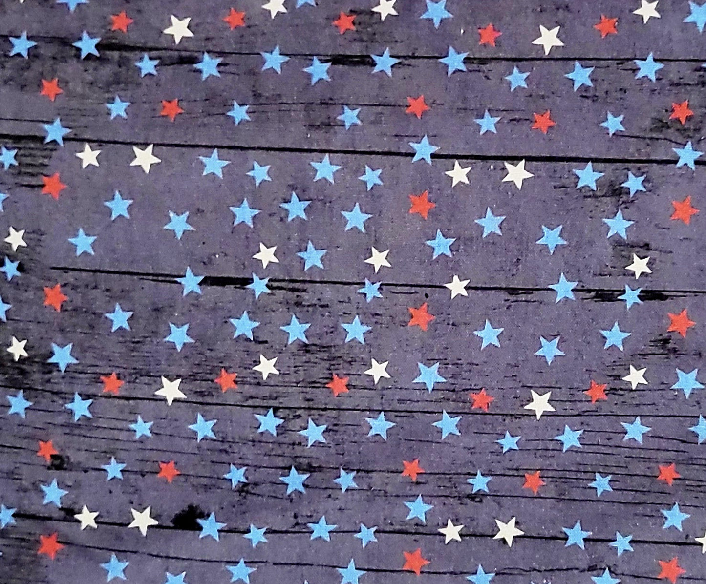 Red and White Stars on Blue Woodgrain Bandana