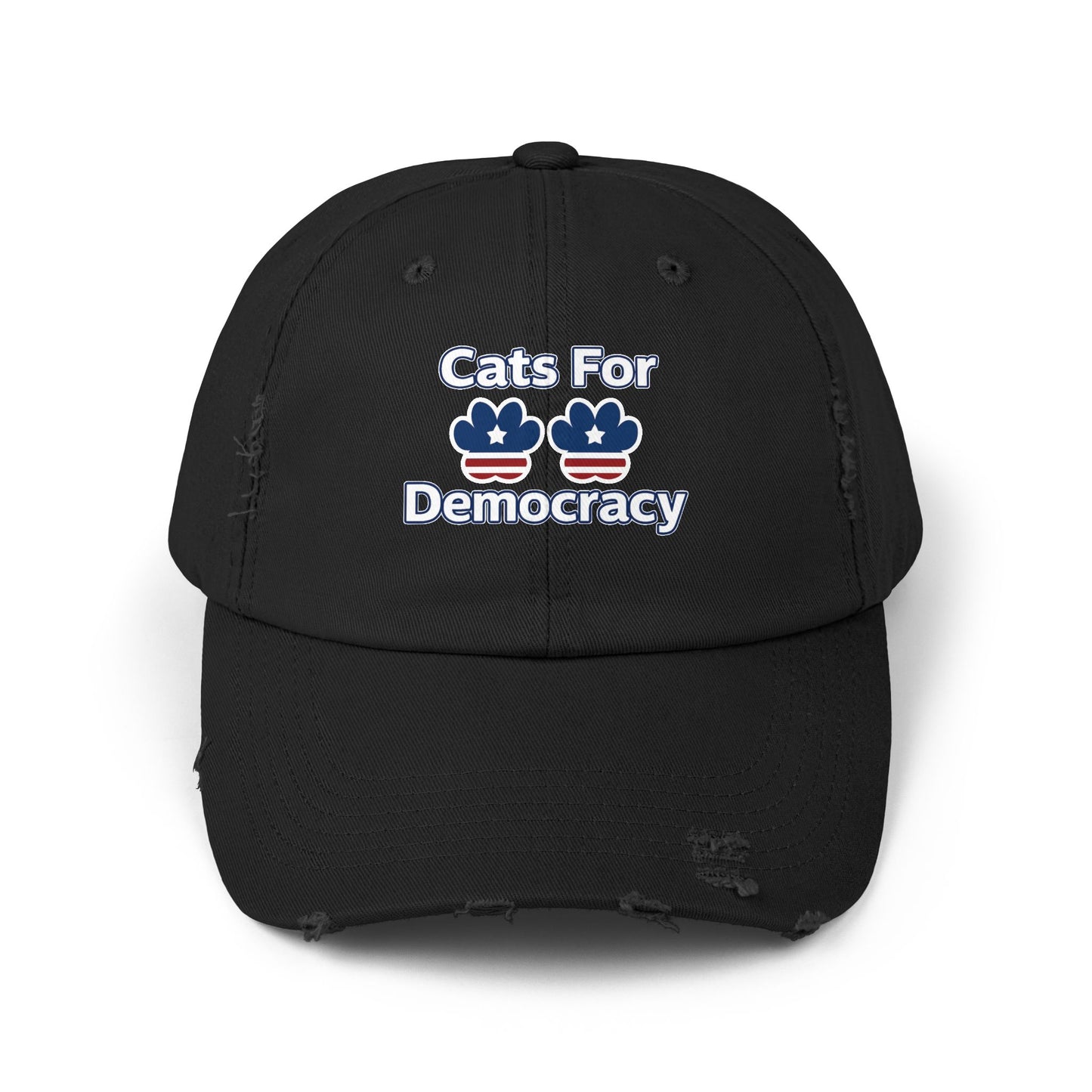 Cats For Democracy Unisex Distressed Cap