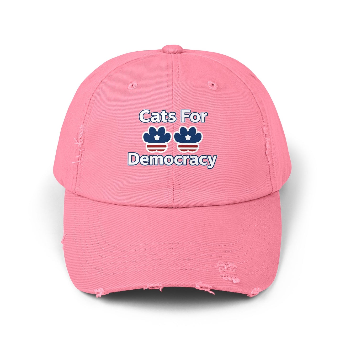 Cats For Democracy Unisex Distressed Cap