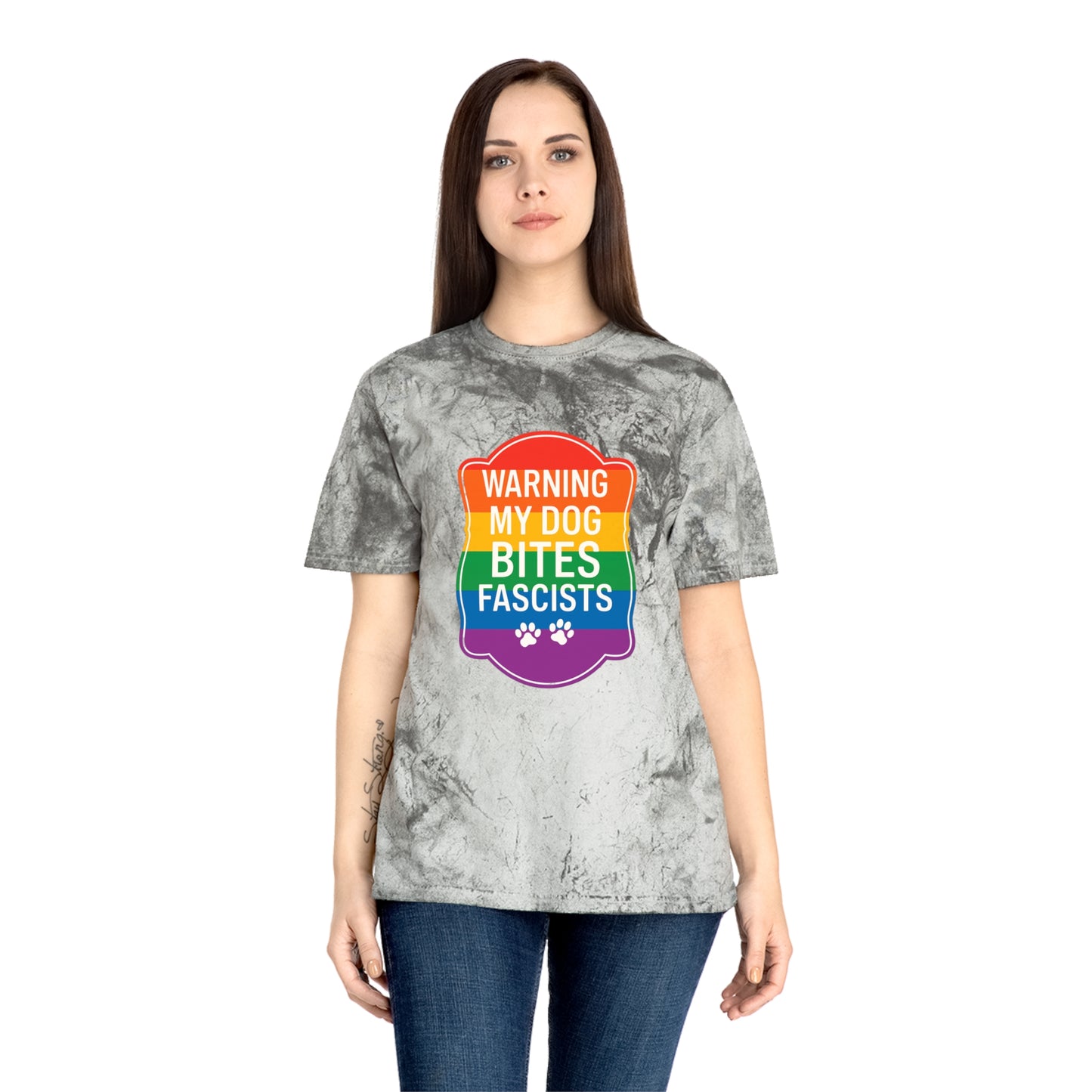 Pride Color Blast My Dog Bites Fascists Tee Sizes Small - 3XL (4 Colors)