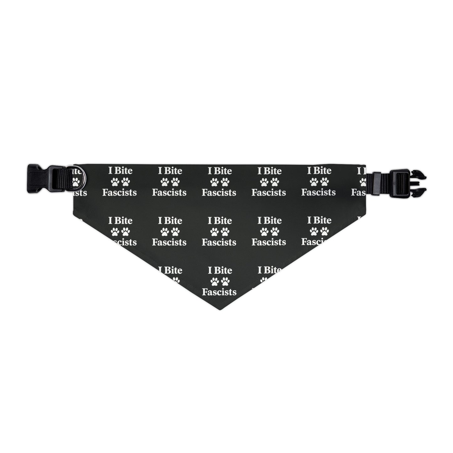 I Bite Fascists Black Dog Bandana and Collar