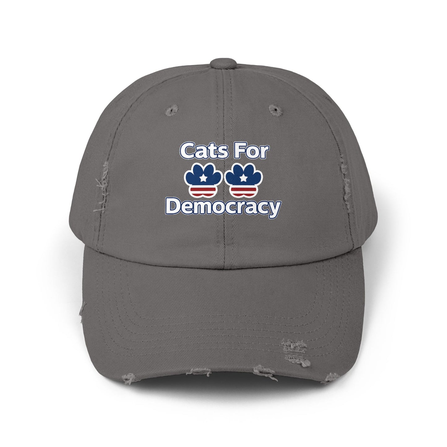 Cats For Democracy Unisex Distressed Cap