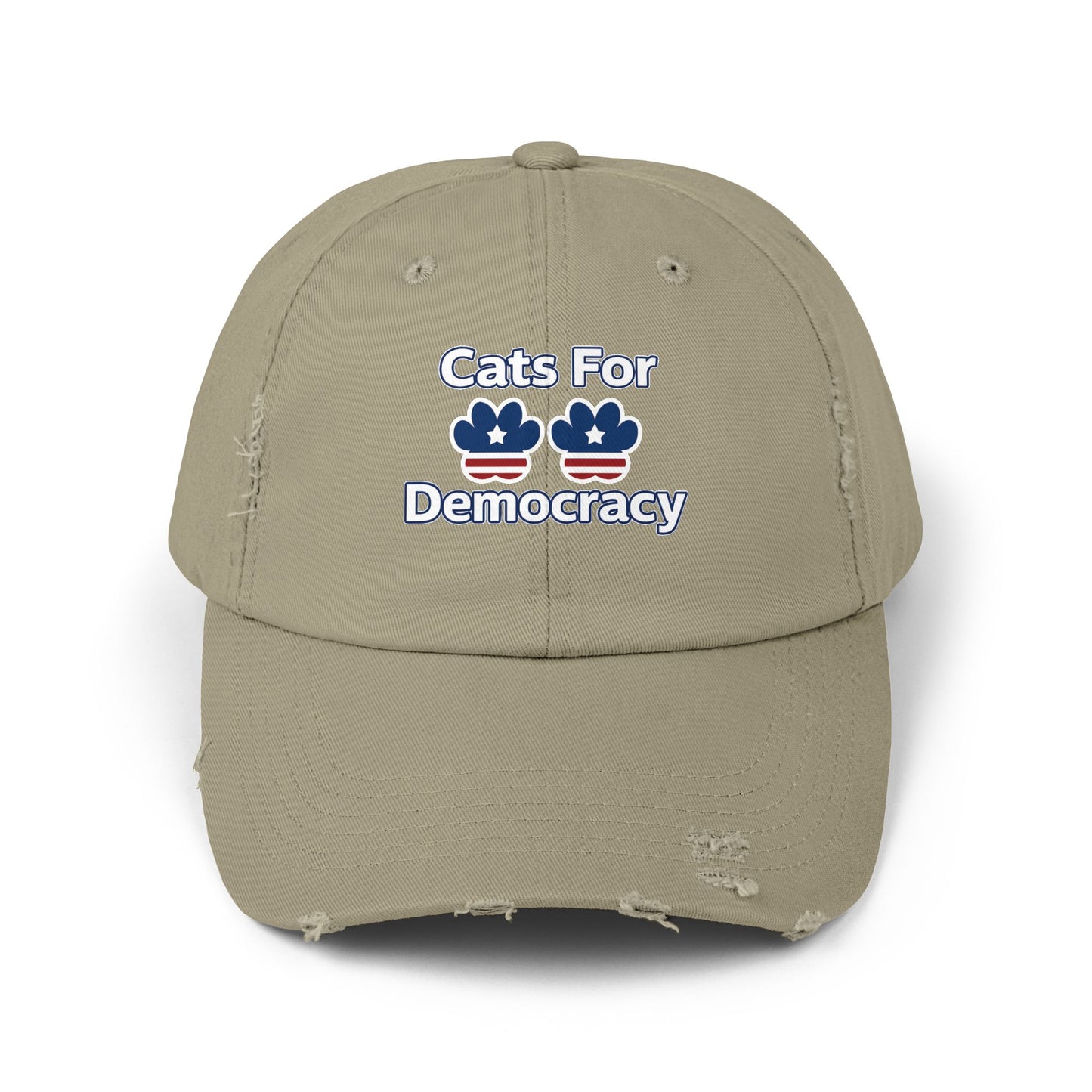 Cats For Democracy Unisex Distressed Cap