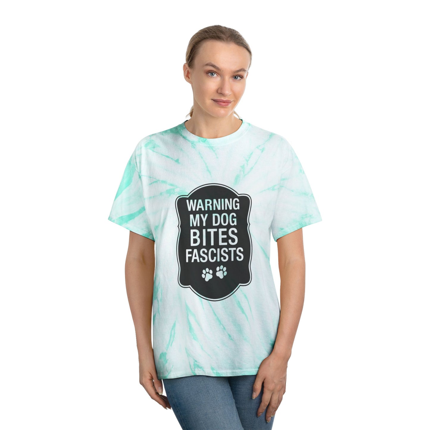 My Dog Bites Fascists Color Blast Tie-Dye Tee Sizes Small - 2XL (4 colors)