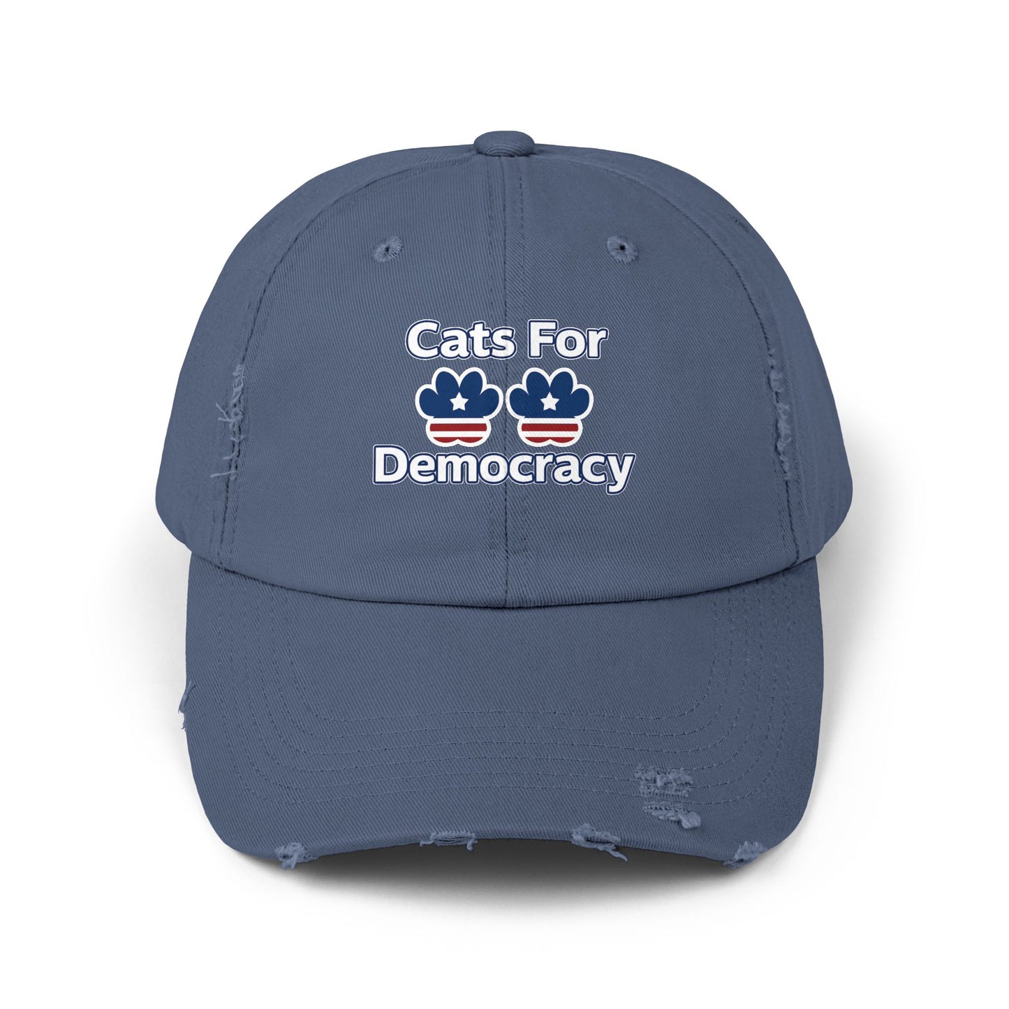 Cats For Democracy Unisex Distressed Cap