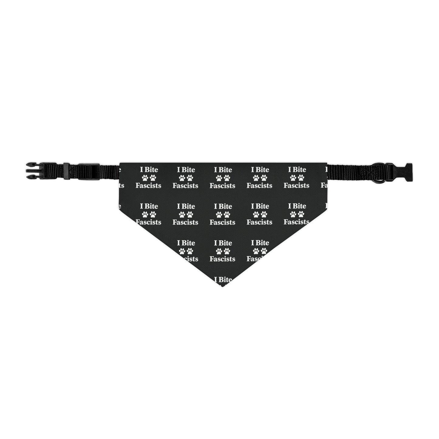 I Bite Fascists Black Dog Bandana and Collar