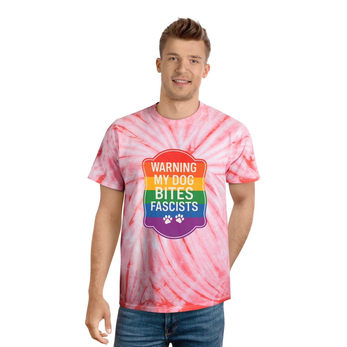 Pride My Dog Bites Fascists Color Blast Tie-Dye Tee Sizes Small - 2XL (4 colors)