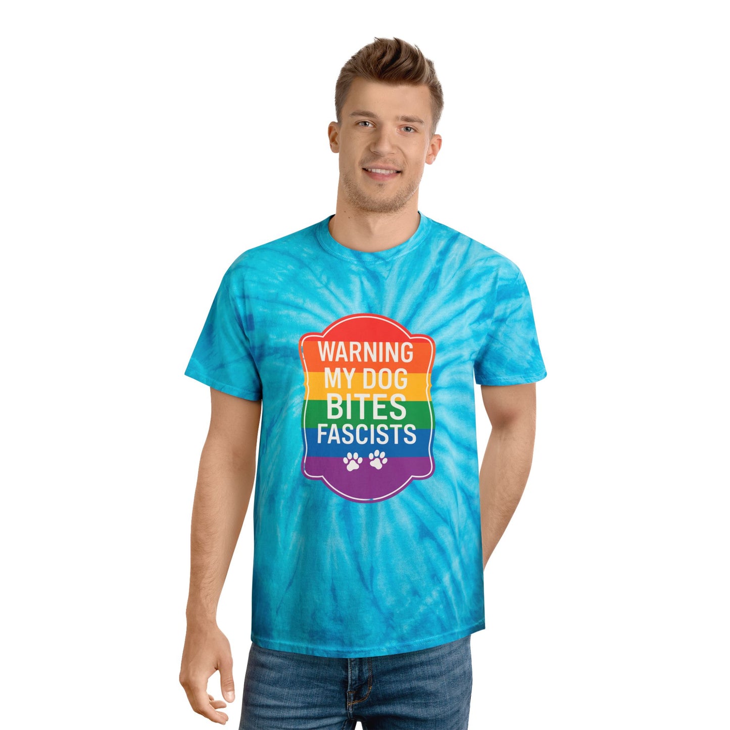 Pride My Dog Bites Fascists Color Blast Tie-Dye Tee Sizes Small - 2XL (4 colors)