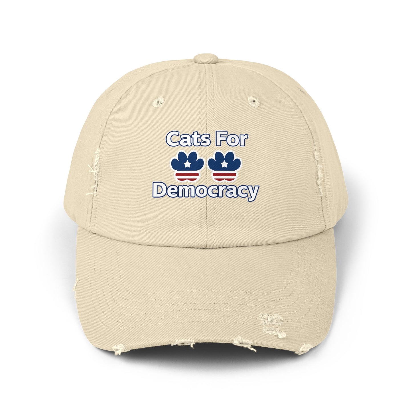 Cats For Democracy Unisex Distressed Cap