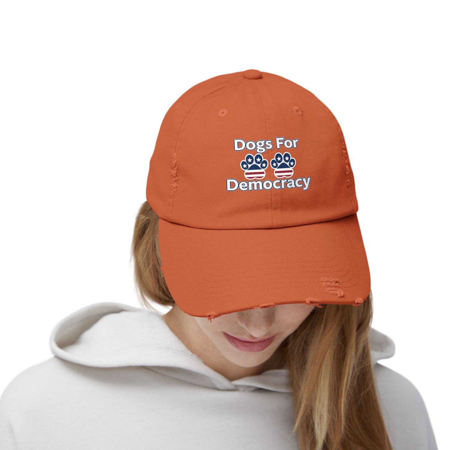 Dogs For Democracy Unisex Distressed Cap