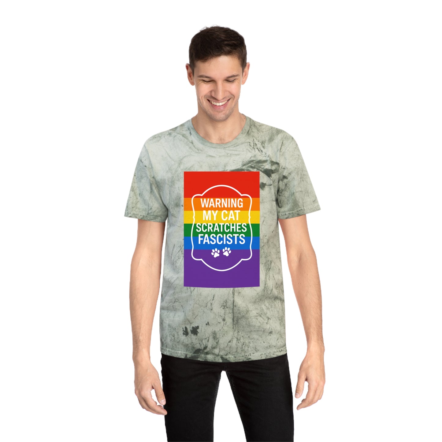 Pride Color Blast My Cat Scratches Fascists Tee Sizes Small - 3XL (4 Colors)
