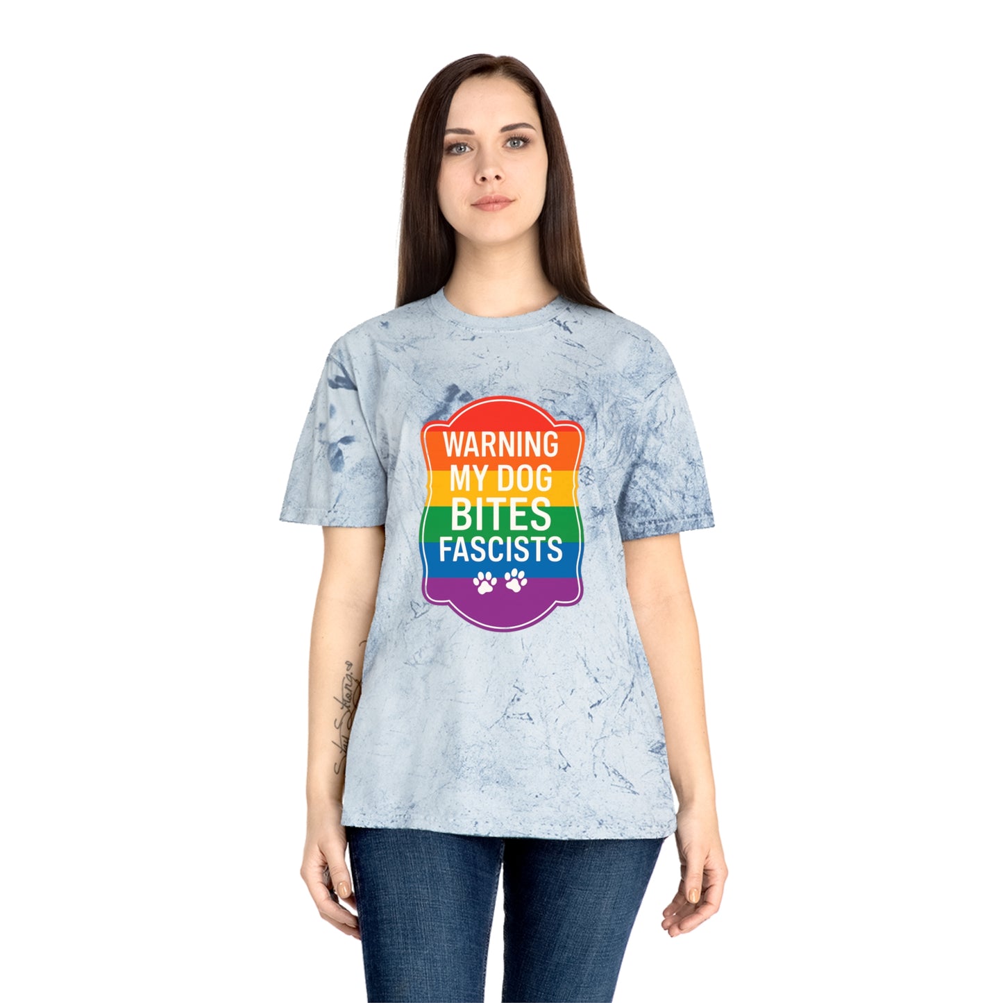 Pride Color Blast My Dog Bites Fascists Tee Sizes Small - 3XL (4 Colors)