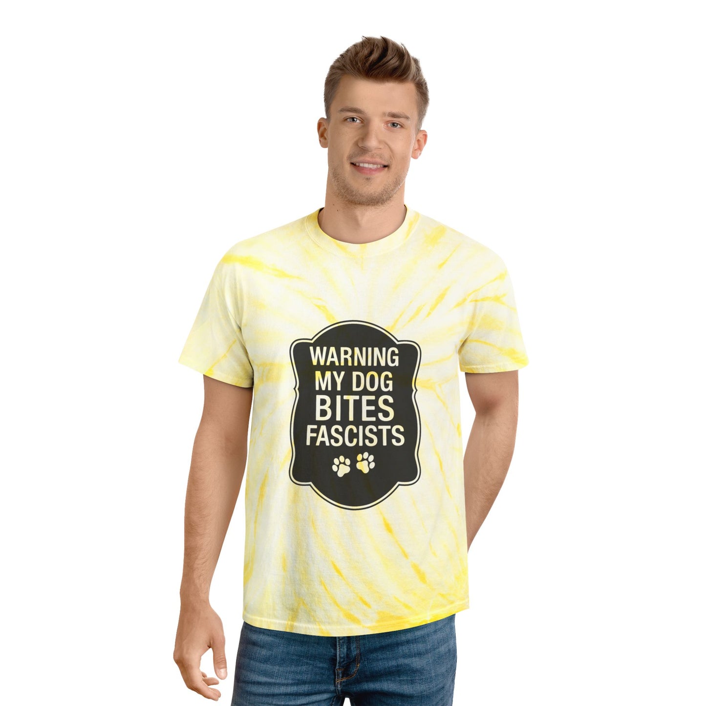 My Dog Bites Fascists Color Blast Tie-Dye Tee Sizes Small - 2XL (4 colors)