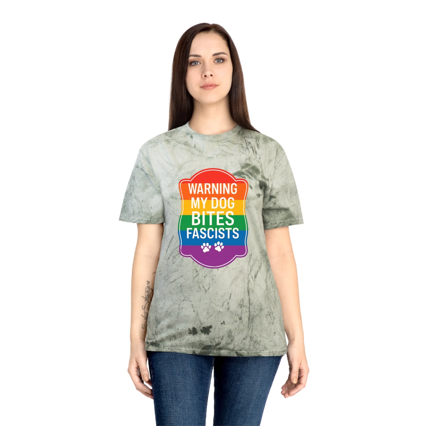 Pride Color Blast My Dog Bites Fascists Tee Sizes Small - 3XL (4 Colors)