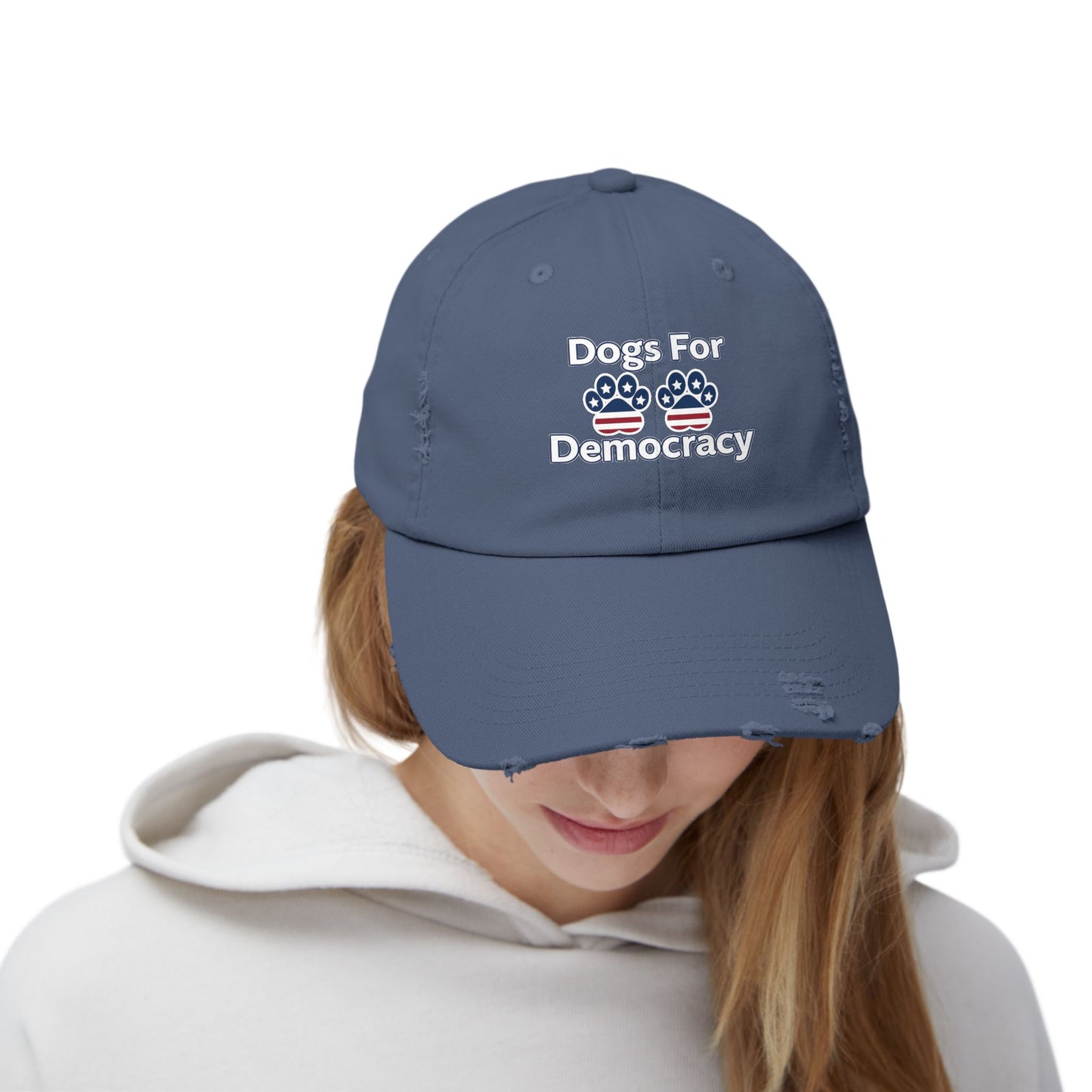 Dogs For Democracy Unisex Distressed Cap