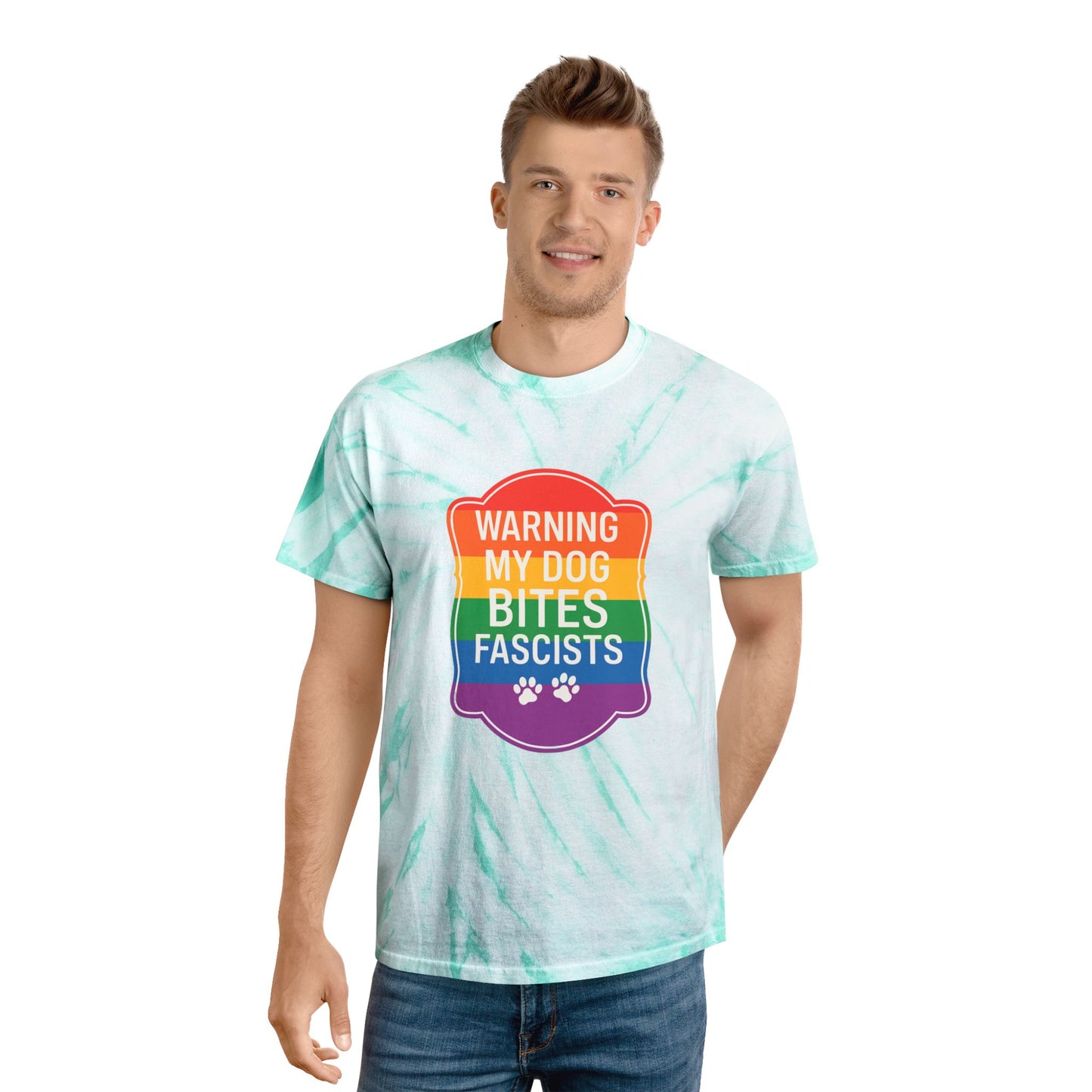 Pride My Dog Bites Fascists Color Blast Tie-Dye Tee Sizes Small - 2XL (4 colors)
